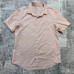 Lululemon Airing Easy Shirt Mens Large Pale Pink Performance Button Up Travel